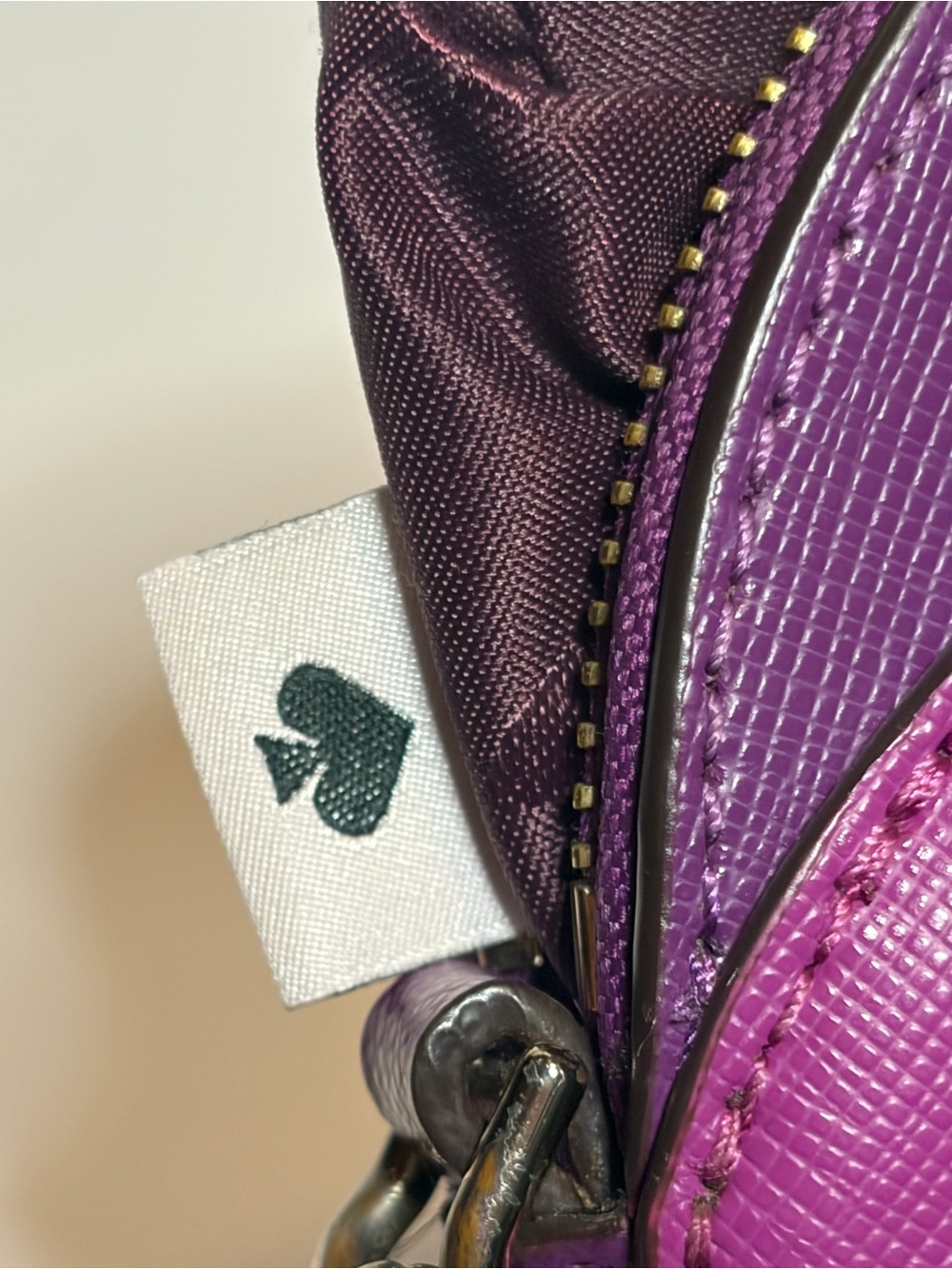 Kate Spade Small Payton Domed Crossbody Pink Purple Colorblock Saffiano LIKE NEW - Picture 7 of 15